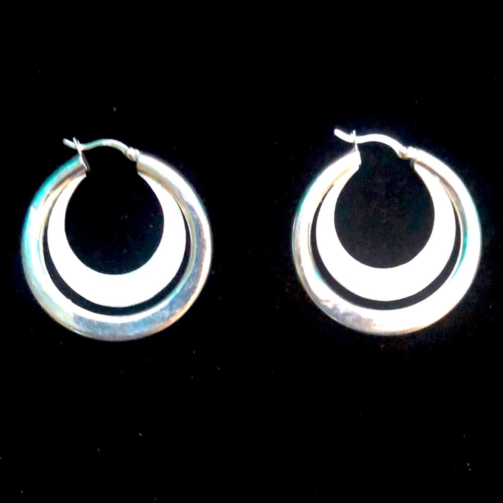 Vintage 925 Sterling Silver Hoop Earrings